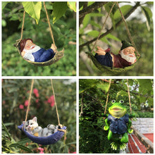 Load image into Gallery viewer, Creative Cute Frogs Cat Dog Resin Lying Santa Claus Statue Garden Hang On Tree
